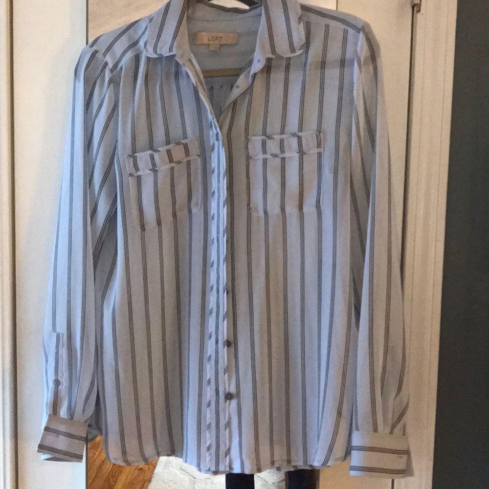 Lavender silk chiffon button down blouse